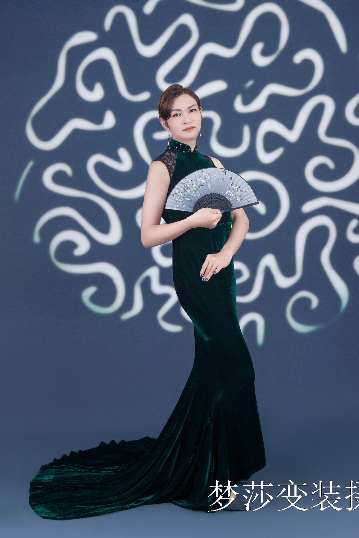 旗袍 绿绒面